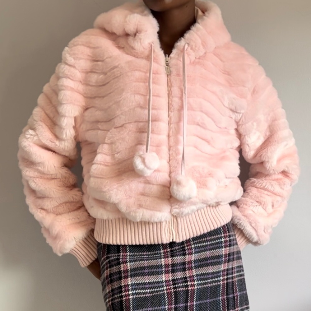 Y2K Pink Faux Fur Jacket - Picture 2 of 9
